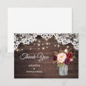 Rustic Wood Lace Blush Mason Jar Wedding Bedankt (Voorkant / Achterkant)