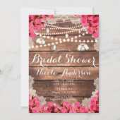Rustic Wood Lace Bright Roze Vrijgezellenfeest Kaart (Voorkant)