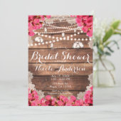 Rustic Wood Lace Bright Roze Vrijgezellenfeest Kaart (Staand voorkant)