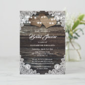 Rustic Wood Lace Burlap Hearts Vrijgezellenfeest Kaart (Staand voorkant)