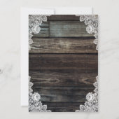 Rustic Wood Lace Burlap Hearts Wedding Invitations Kaart (Achterkant)