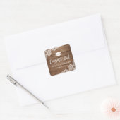 Rustic Wood Lace Congrats Afstudeerder Afstuderen  Vierkante Sticker (Envelop)