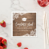 Rustic Wood Lace Congrats Afstudeerder Graduation  Servetten (Insitu)