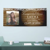Rustic Wood Lace Congrats Afstuderen Photo Banner (Beurs)