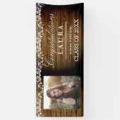 Rustic Wood Lace Congrats Afstuderen Photo Banner (Verticaal)