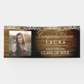 Rustic Wood Lace Congrats Afstuderen Photo Banner (Horizontaal)