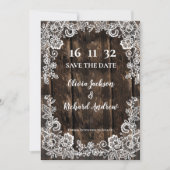Rustic Wood Lace Country Wedding Save the Date (Voorkant)