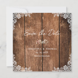 Rustic Wood Lace Country Wedding Save The Date