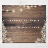 Rustic Wood & Lace Couples' Shower of Wedding Sparkling Wijnetiket (Enkel label)