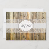 Rustic Wood Lace Elegant Wedding Invitation Kaart (Voorkant)