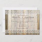Rustic Wood Lace Elegant Wedding Invitation Kaart (Achterkant)