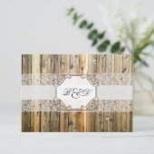 Rustic Wood Lace Elegant Wedding Invitation Kaart (Staand voorkant)