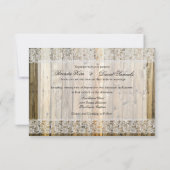 Rustic Wood Lace Elegant Wedding Invitation Kaart (Achterkant)
