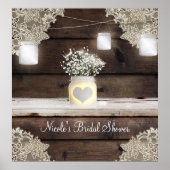 Rustic Wood, Lace en Mason Jars Barn Banner Poster (Voorkant)