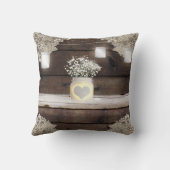 Rustic Wood, Lace en Mason Jars Barn Elegant Custo Kussen (Achterkant)