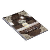 Rustic Wood, Lace en Mason Jars Barn Elegant Custo Notitieboek (Rechterzijde)