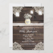 Rustic Wood, Lace en Mason Jars Barn Vrijgezellenf Kaart (Voorkant)