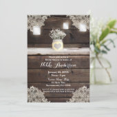 Rustic Wood, Lace en Mason Jars Barn Vrijgezellenf Kaart (Staand voorkant)