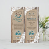 Rustic Wood Lace Floral Bouquet Program Kaart (Staand voorkant)