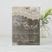 Rustic Wood & Lace Floral Wedding Invitation Kaart (Staand voorkant)