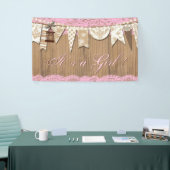 Rustic Wood Lace Girl Baby shower Spandoek (Beurs)