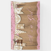 Rustic Wood Lace Girl Baby shower Spandoek (Verticaal)
