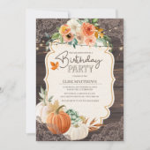 Rustic Wood Lace Herfst Birthday Uitnodiging (Voorkant)