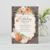 Rustic Wood Lace Herfst Birthday Uitnodiging (Staand voorkant)