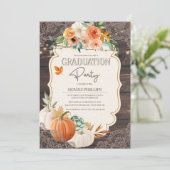Rustic Wood Lace Herfst Graduation Party Invitatio Kaart (Staand voorkant)