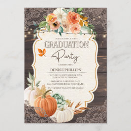 Rustic Wood Lace Herfst Graduation Party Invitatio Kaart
