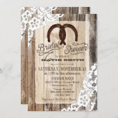 Rustic Wood Lace Hoefijzer Country Vrijgezellenfee Kaart (Voorkant / Achterkant)