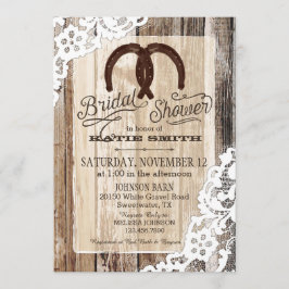 Rustic Wood Lace Hoefijzer Country Vrijgezellenfee Kaart