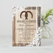 Rustic Wood Lace Hoefijzer Land Vrijgezellenfeest Kaart (Staand voorkant)