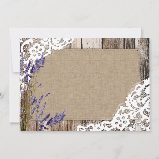 Rustic Wood Lace Lavender Heart Etching Bedankt (Achterkant)