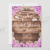 Rustic Wood Lace Lavender Rozen Vrijgezellenfeest Kaart (Voorkant)