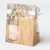 Rustic Wood Lace & Lighted Mason Jar Wedding Bedankdoosjes (Achterkant)