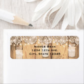 Rustic Wood Lace & Lighted Mason Jar Wedding Etiket (Insitu)