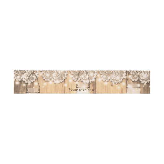 Rustic Wood Lace & Lighted Mason Jar Wedding Uitnodigingen Wikkel (Vlak)
