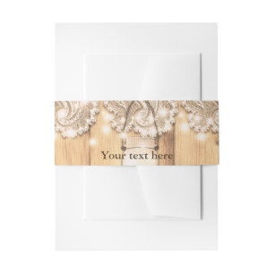 Rustic Wood Lace & Lighted Mason Jar Wedding Uitnodigingen Wikkel