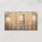 Rustic Wood Lace & Lighted Mason Jar Wedding Visitekaartje (Achterkant)