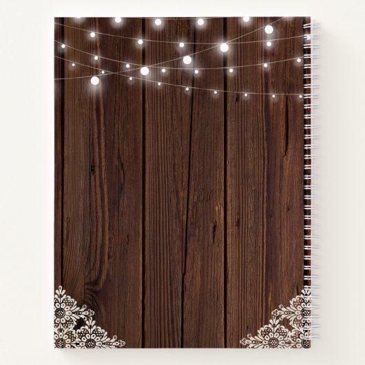 Rustic Wood Lace Lights-brieven aan mijn dochter Notitieboek (Achterkant)