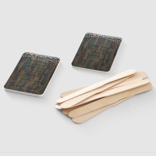 Rustic Wood Lace Lights Wedding Programme Handwaaier (Niet-gemonteerd)