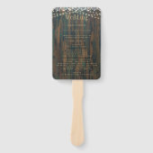 Rustic Wood Lace Lights Wedding Programme Handwaaier (Voorkant)