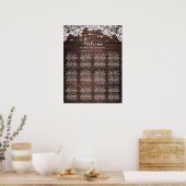 Rustic Wood Lace Lights Wedding Seating Chart Poster (Keuken)