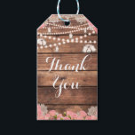 Rustic Wood Lace Pink Roses Elegant Bridal Favor Cadeaulabel<br><div class="desc">Pas aan hoe u wilt. Overeenkomende objecten beschikbaar.</div>