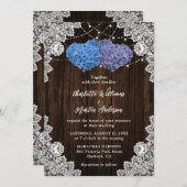 Rustic Wood Lace Purple and Blue Floral Wedding Kaart (Voorkant / Achterkant)