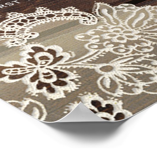 Rustic Wood & Lace Romantic Wedding Table Seating Poster (Hoek)