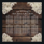 Rustic Wood & Lace Romantic Wedding Table Seating Poster<br><div class="desc">Pas elke manier aan die u wilt.</div>
