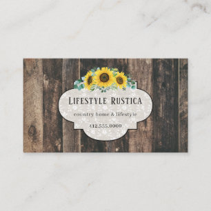 Rustic Wood Lace Shabby Grunge Sunflower Business Visitekaartje