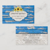 Rustic Wood Lace Shabby Grunge Sunflower Business Visitekaartje (Voorkant / Achterkant)